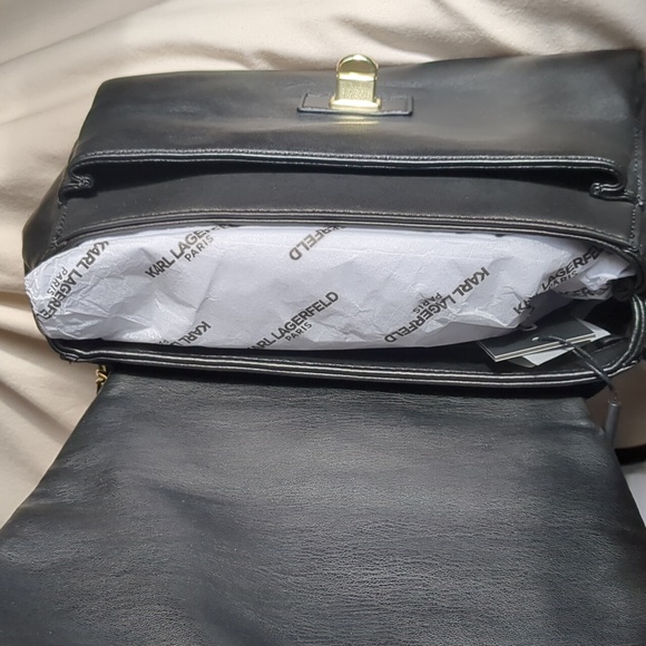 NWT Karl Lagerfeld Lucien Black Lambskin Leather Satchel - Picture 12 of 17